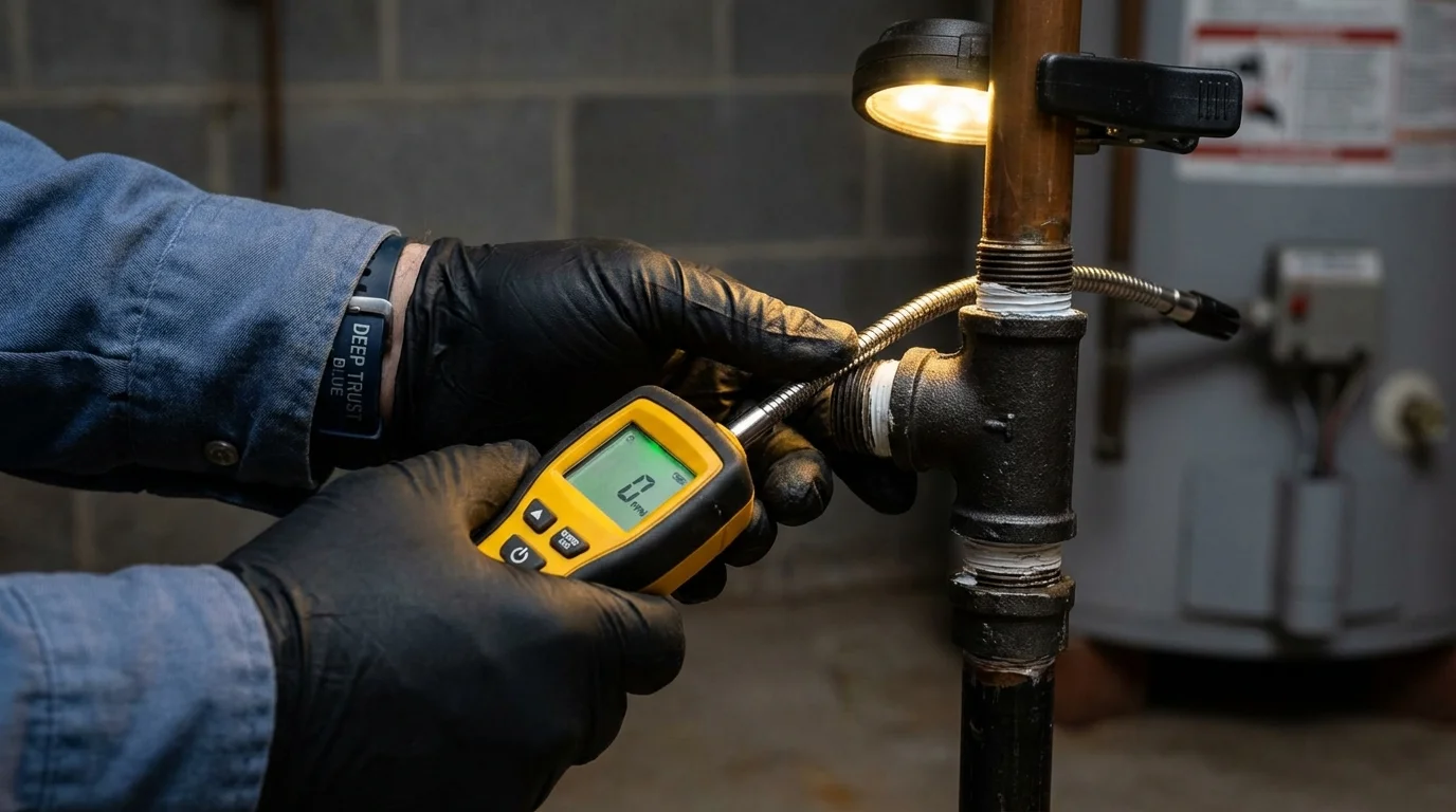 Gas leak detection with electronic sniffer by Johns Plumbing LLC in Newport