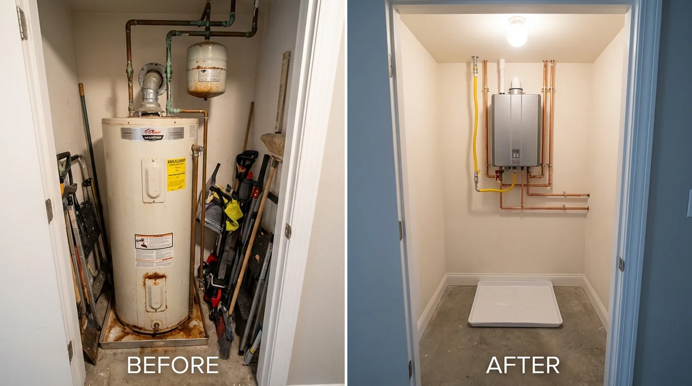 Tank water heater versus wall-mounted tankless unit comparison for Newport, NH homeowners